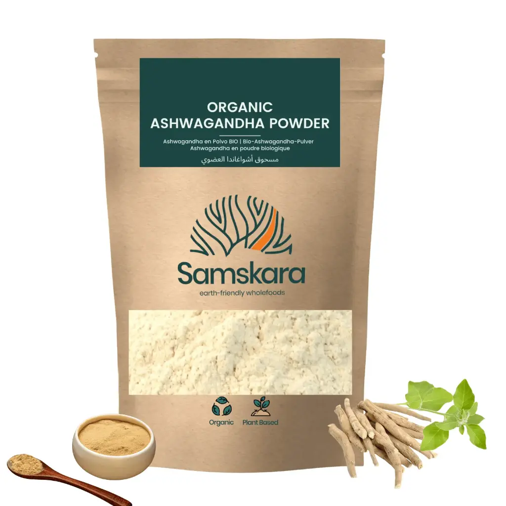 ASHWAGANDHA POWDER | ORGANIC BIO | Adaptogen | Indian Root · Earthy Taste · Warm Milk · Tea · Smoothies