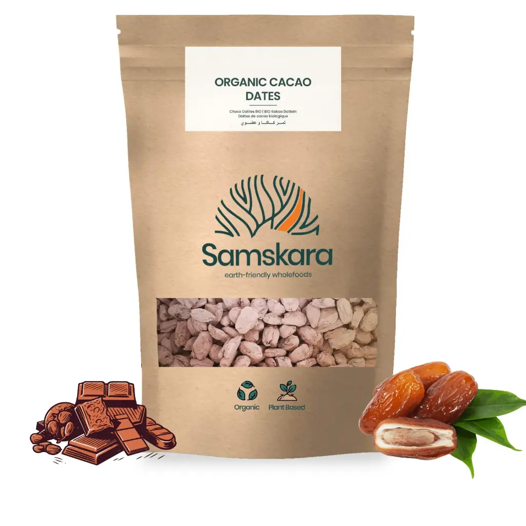 DÁTILES SIN SEMILLAS DE CACAO | Orgánico BIO | + Magnesio + Fibra + Vitamina B6 y Estado de ánimo mejorado - Snacks saludables