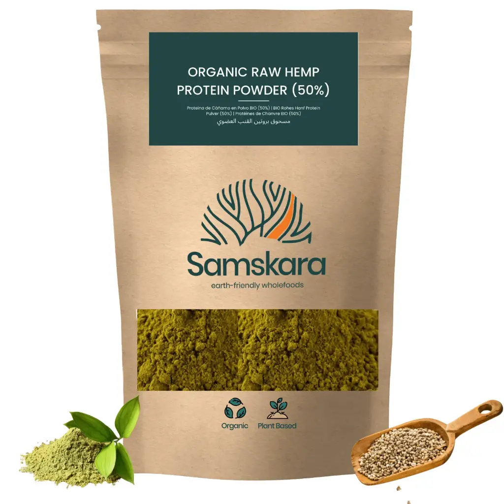 HEMP PROTEIN POWDER (50%) | Raw Cold-pressed Alkaline | EU Origin | Organic BIO | + Omega 3&6 & Amino Acid + High Fibre & Antioxidant 
