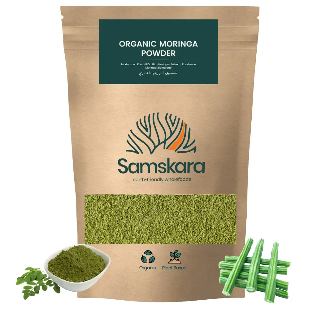MORINGA POWDER | Organic BIO | Support Indian Drumstick Tree Leaf, Naturally Rich in Vitamins & Minerals & 100% Pure Fine Powder