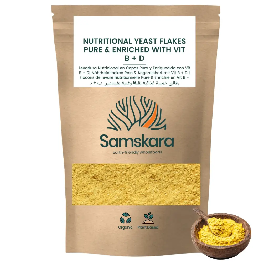 NUTRITIONAL YEAST FLAKES | 100% Pure | Extra Vit B & D + Low Fat, High Fiber +Bone Health, Muscle Maintenance