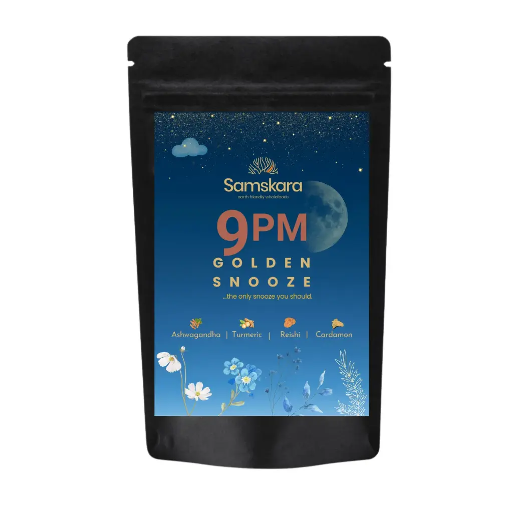 9 P.M GOLDEN SNOOZE GEL | Golden Milk Turmeric Powder + Reishi + Psyllium+ Ashwagandha+ Coconut & More + For Deep Sleep & Digestive Balance with Fiber + Adaptogens + Expert Blend