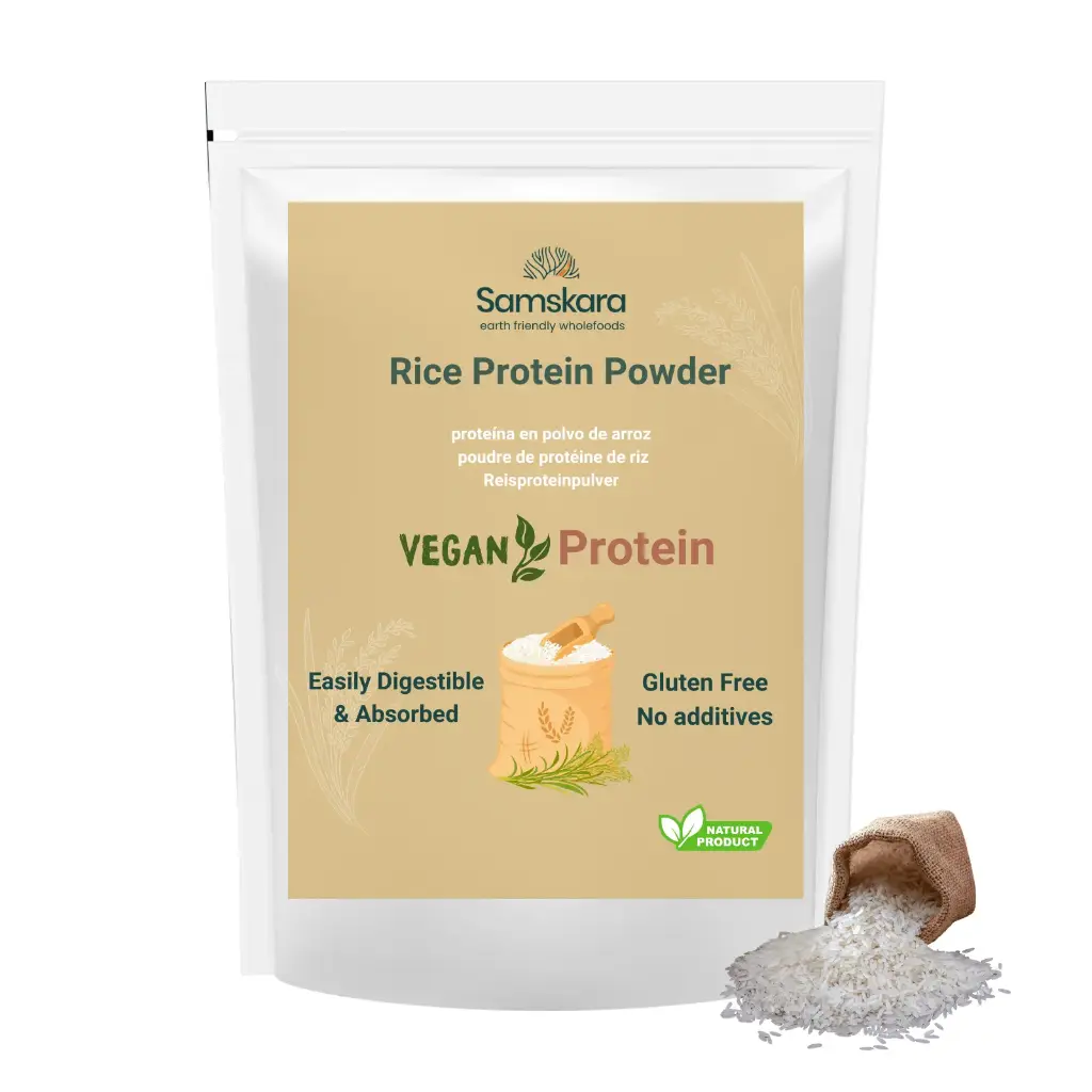 PROTEÍNA DE ARROZ BLANCO EN POLVO | 100 % natural | Proteína vegetal + Sabor neutro + Ideal para batidos y repostería