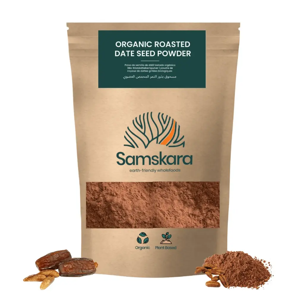 DATE SEED POWDER | Roasted | Organic BIO | 100% Natural Caffeine-Free Coffee Alternative + Date coffee + prebiotics and natural polyphenols 