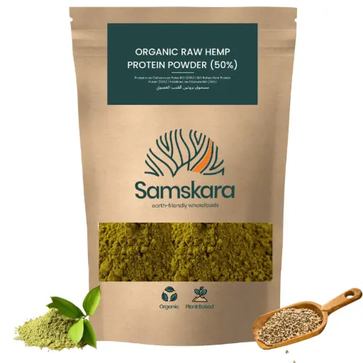 HEMP PROTEIN POWDER (50%) | Raw Cold-pressed Alkaline | EU Origin | Organic BIO | + Omega 3&6 & Amino Acid + High Fibre & Antioxidant 
