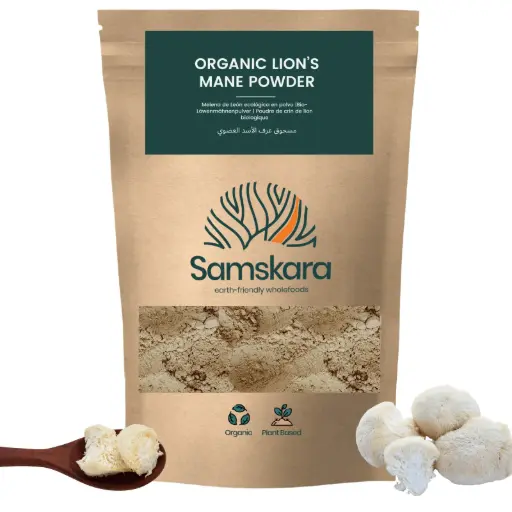 [SAM-LIONS-MANE-POWDER] LION'S MANE  POWDER | Organic BIO | 100% Hericium Erinaceus + Creamy Mild Flavour & Premium Fine-Ground Functional Mushroom